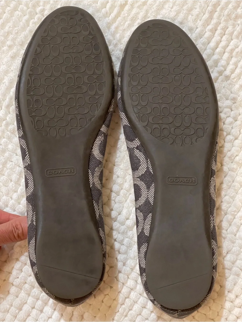 COACH Gray Signature Logo Ballet Flats
